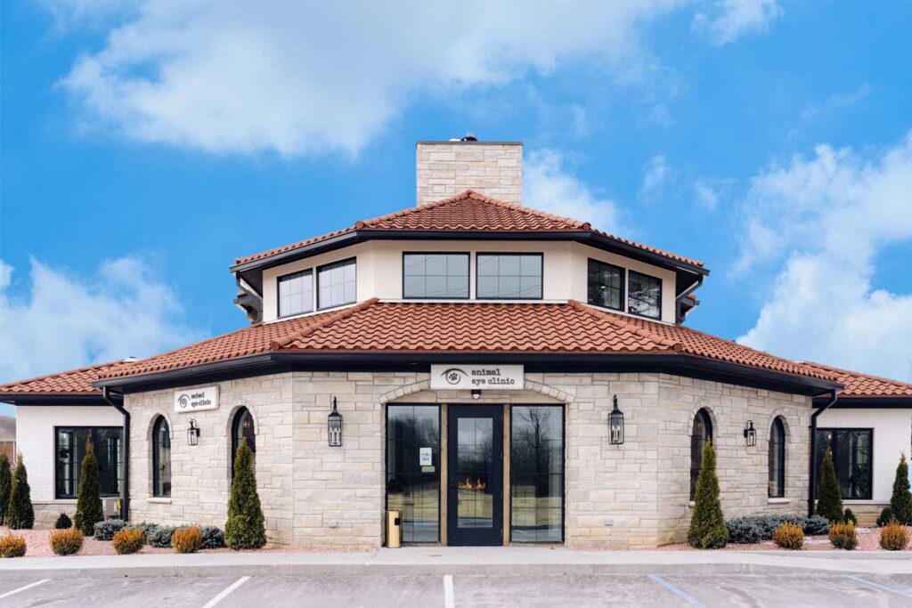 Exterior building view of the Animal Eye Clinic in Carmel, Indiana